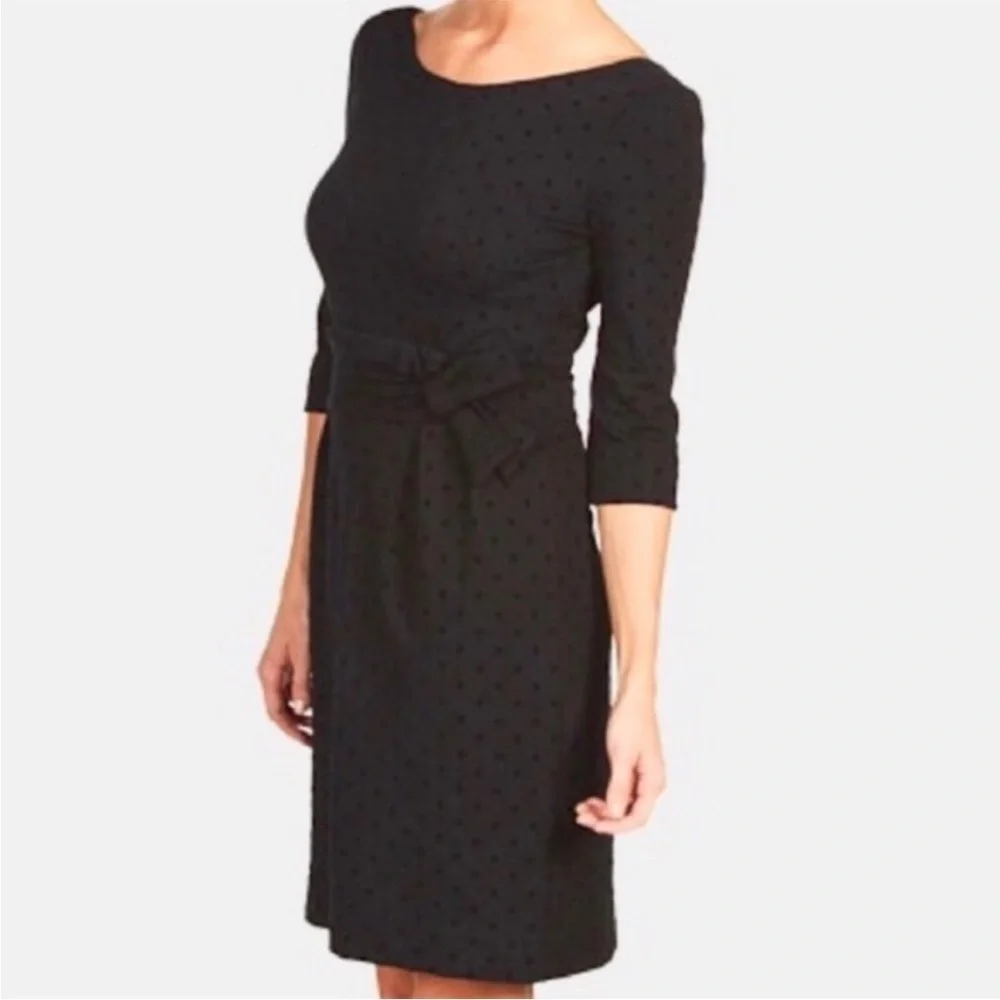 Kate‎ Spade Magdalena Velvet Dot Bow Tie Sheath Dress in Black Size 8